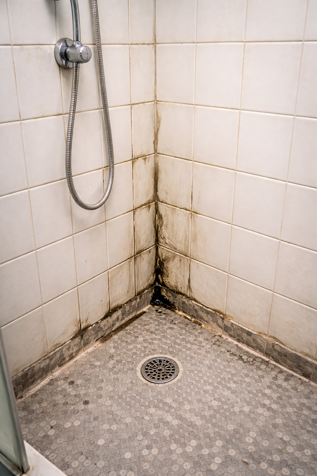 Before - Mouldy shower grout