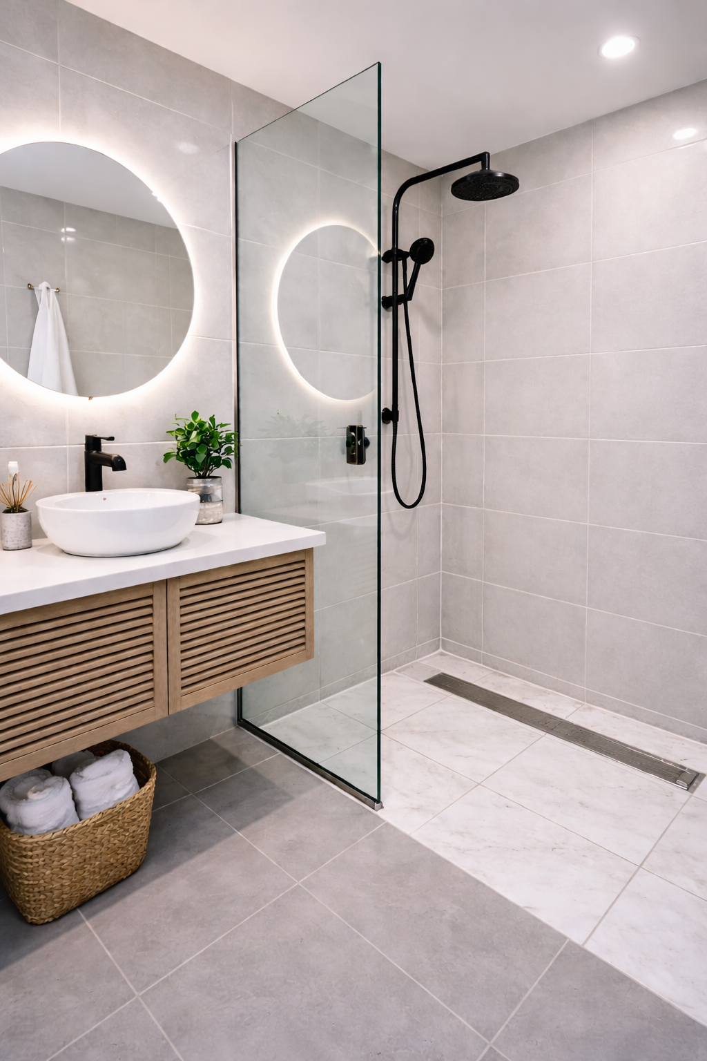 Shower regrouting result - sparkling clean bathroom